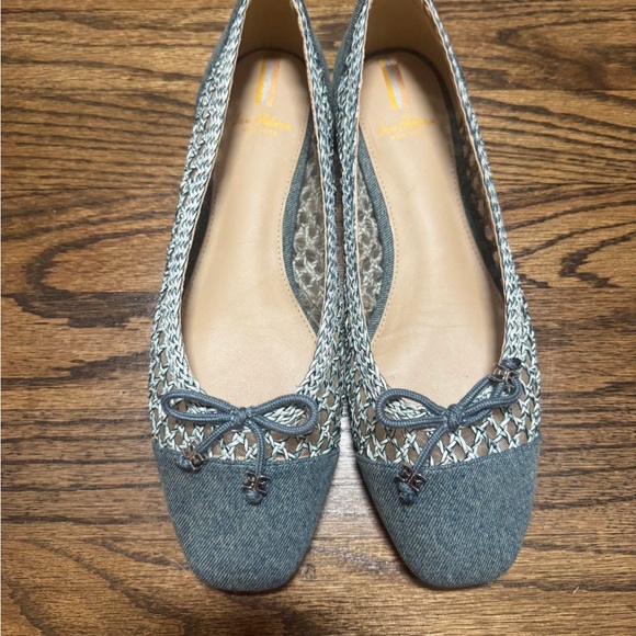 Sam Edelman Blue and White Flats with Bow Accent - Picture 1 of 1